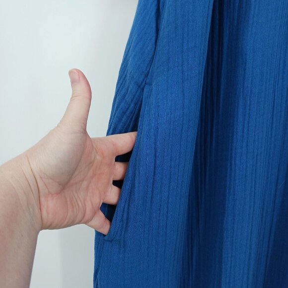 Old Navy Crinkle Crepe Maxi Swing Dress Blue Size Large - Picture 5 of 12